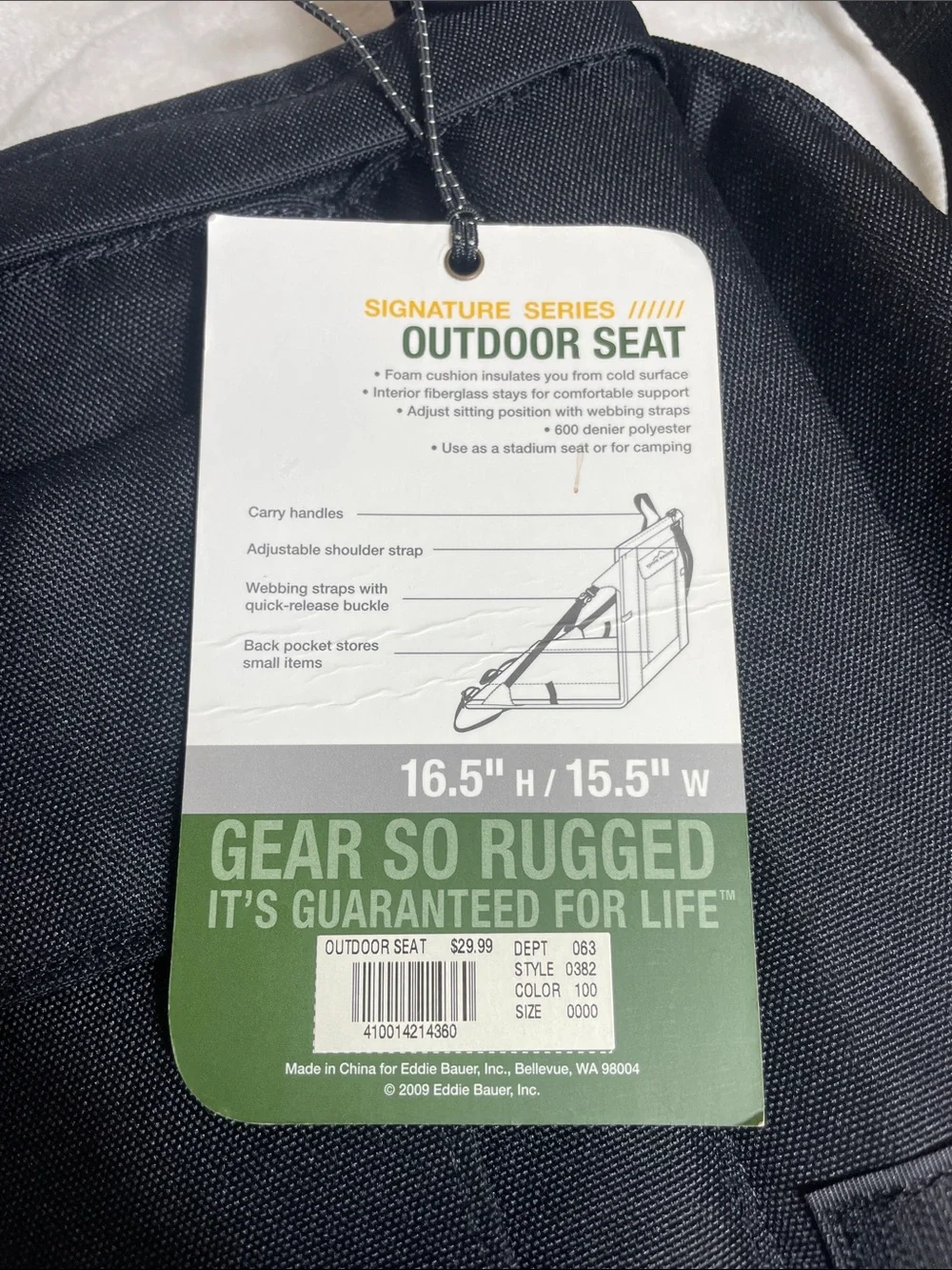 Eddie Bauer Black Foldable Outdoor Seat Messenger Bag